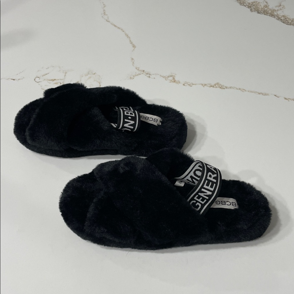 BCBGeneration Black Plush Slingback Slippers | 6 - Picture 4 of 7